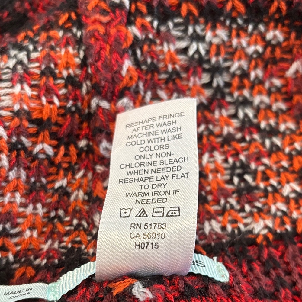 Boho Maurices Burgundy and Black Fringe Cardigan - Picture 11 of 12